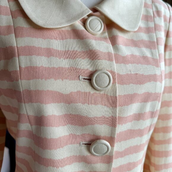NWT Vintage 90s 100% Silk Pink and Cream Blazer and Chiffon Pleated Skirt Set - Picture 5 of 16